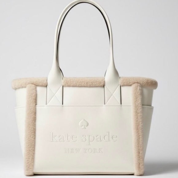 kate spade Handbags - Kate Spade New York Jett cream-colored ("Meringue") Faux Shearling Tote NWT